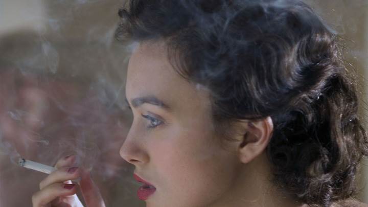 Keira Knightley Red Lips Doing Smoking Side Face Closeup